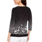 JM Collection Top estampado feminino preto tamanho pequeno