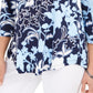 Camiseta estampada feminina JM Collection azul tamanho médio