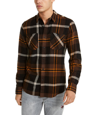 Camisa de flanela xadrez Drew masculina American Rag, preta, tamanho grande
