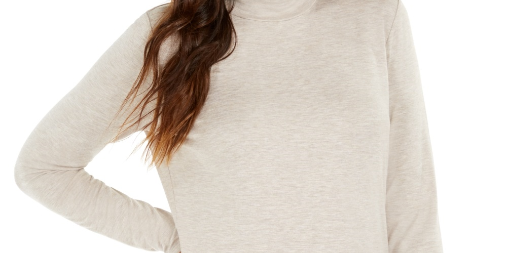 Blusa feminina estilo &amp; co com gola falsa bege tamanho pequeno grande