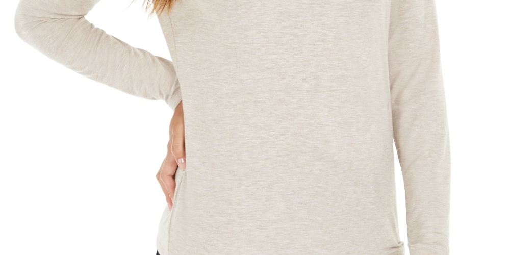 Blusa feminina estilo &amp; co com gola falsa bege tamanho pequeno grande