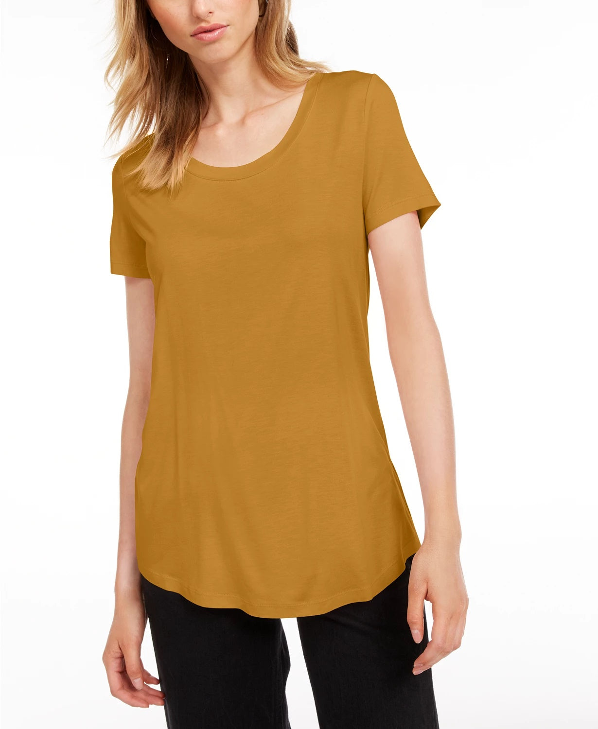 Camiseta feminina Maison Jules com decote redondo, rosa, tamanho médio