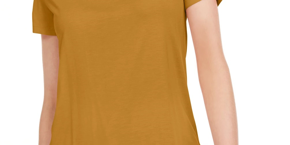 Camiseta feminina Maison Jules com decote redondo, rosa, tamanho médio
