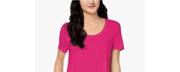 Camiseta feminina Maison Jules com decote redondo, rosa, tamanho pequeno