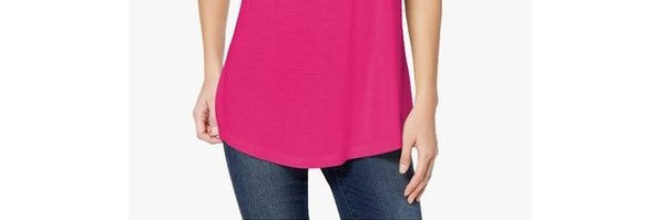 Camiseta feminina Maison Jules com decote redondo, rosa, tamanho pequeno