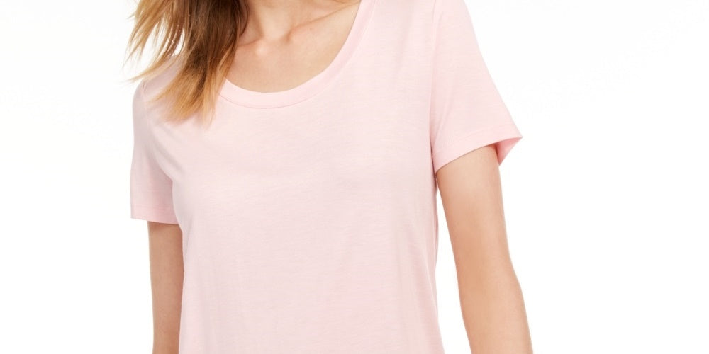 Camiseta feminina Maison Jules com decote redondo, rosa, tamanho extragrande