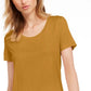 Camiseta feminina Maison Jules com decote redondo, amarela, tamanho médio