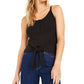 Camisola feminina Bar III Becca Tilley x com nervuras e amarração frontal, preta, tamanho extrapequeno