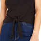 Camisola feminina Bar III Becca Tilley x com nervuras e amarração frontal, preta, tamanho extrapequeno