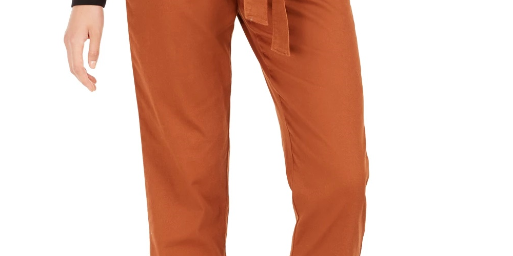 Calça feminina Bar III Becca Tilley X Paperbag Waist Laranja Tamanho P