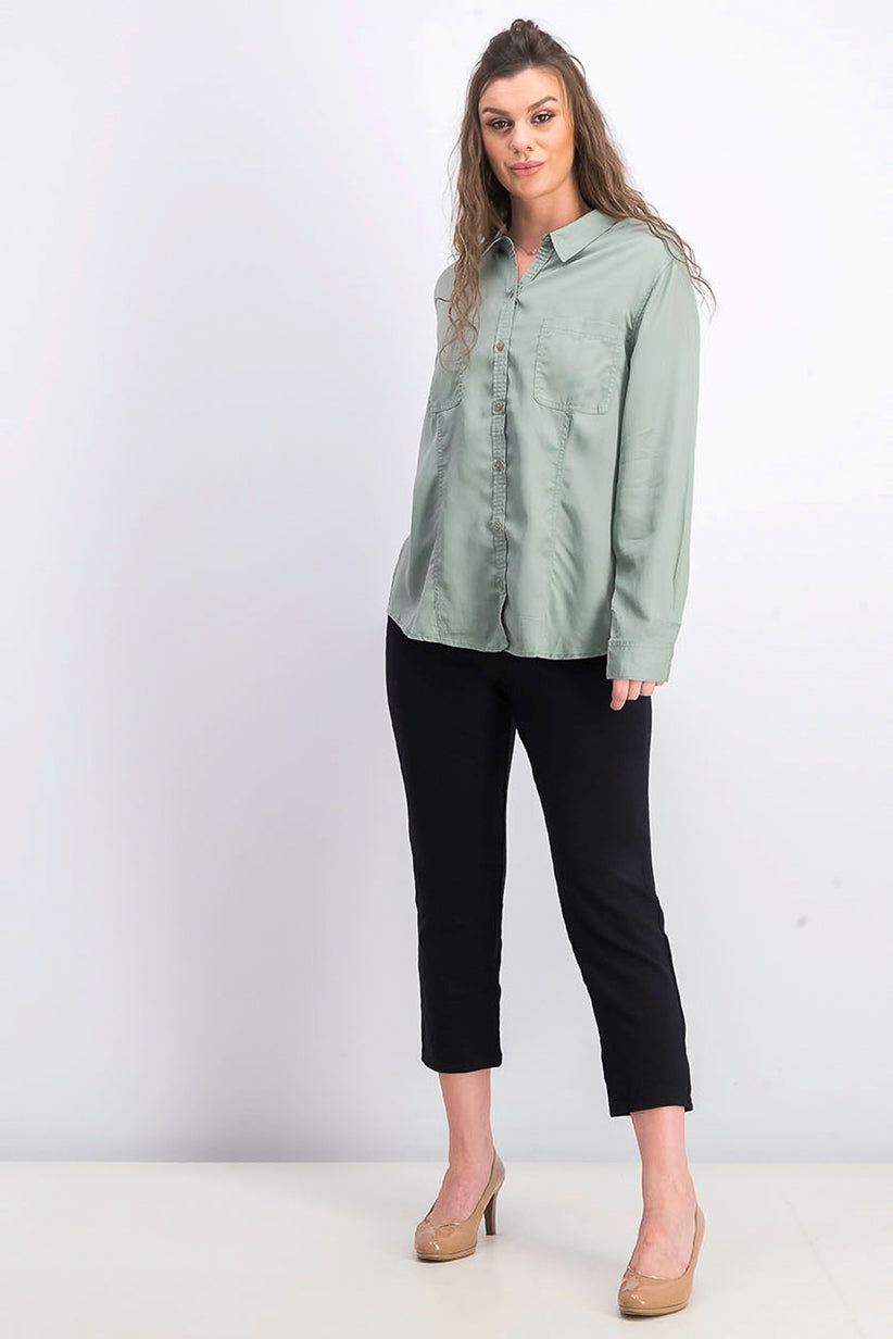 Camisa feminina Charter Club de tencel liso, verde, tamanho extragrande
