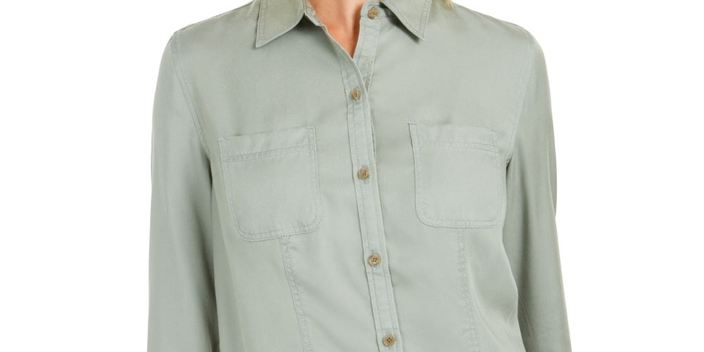 Camisa feminina Charter Club de tencel liso, verde, tamanho XX-G