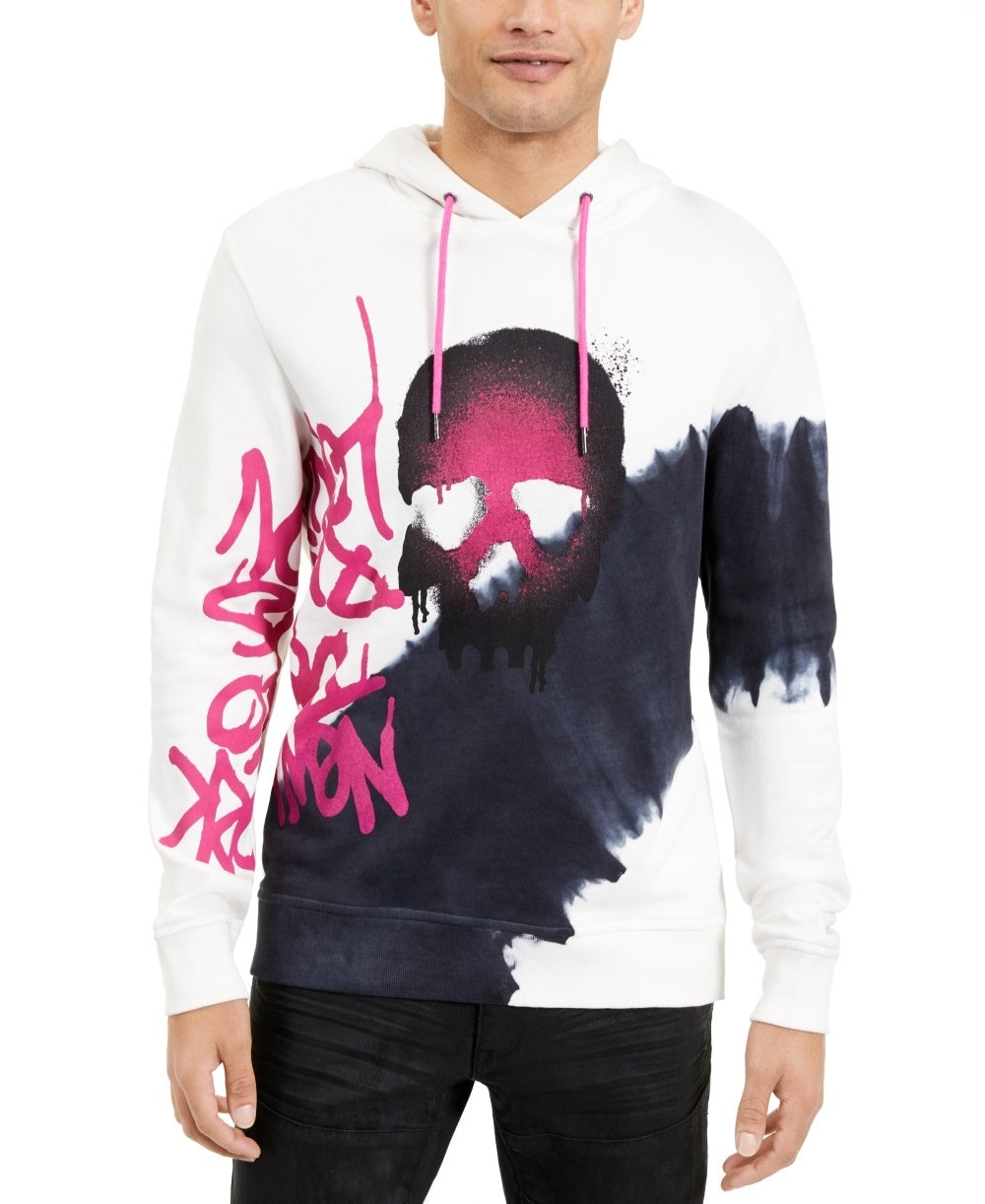 Moletom com capuz masculino com estampa de caveira e grafite da INC International Concepts, preto, tamanho grande