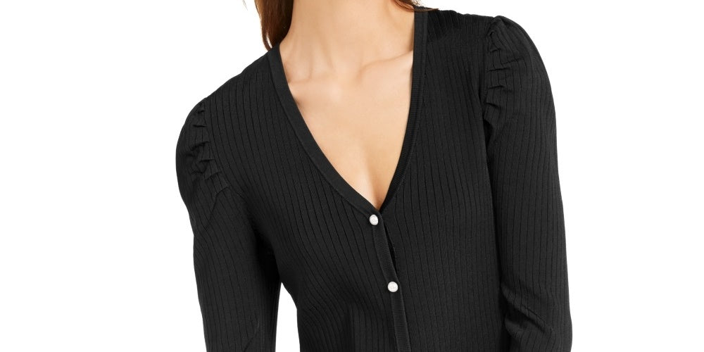 Cardigan feminino com manga bufante INC International Concepts, preto, tamanho XX-G