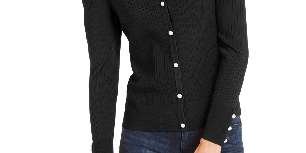 Cardigan feminino com manga bufante INC International Concepts, preto, tamanho XX-G