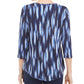 Camiseta feminina estampada manga 3/4 da coleção JM, azul, tamanho médio