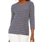 JM Collection Blusa Estampada Feminina Azul Tamanho P