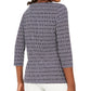 JM Collection Blusa Estampada Feminina Azul Tamanho P