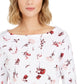 Camiseta feminina estampada de algodão pima Charter Club, branca, tamanho pequeno e pequeno