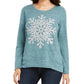Moletom feminino com estampa de floco de neve estilo &amp; co, verde, tamanho pequeno