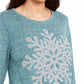 Moletom feminino com estampa de floco de neve estilo &amp; co, verde, tamanho pequeno