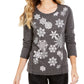 Moletom feminino com estampa de floco de neve estilo &amp; co, cinza, tamanho XX-G