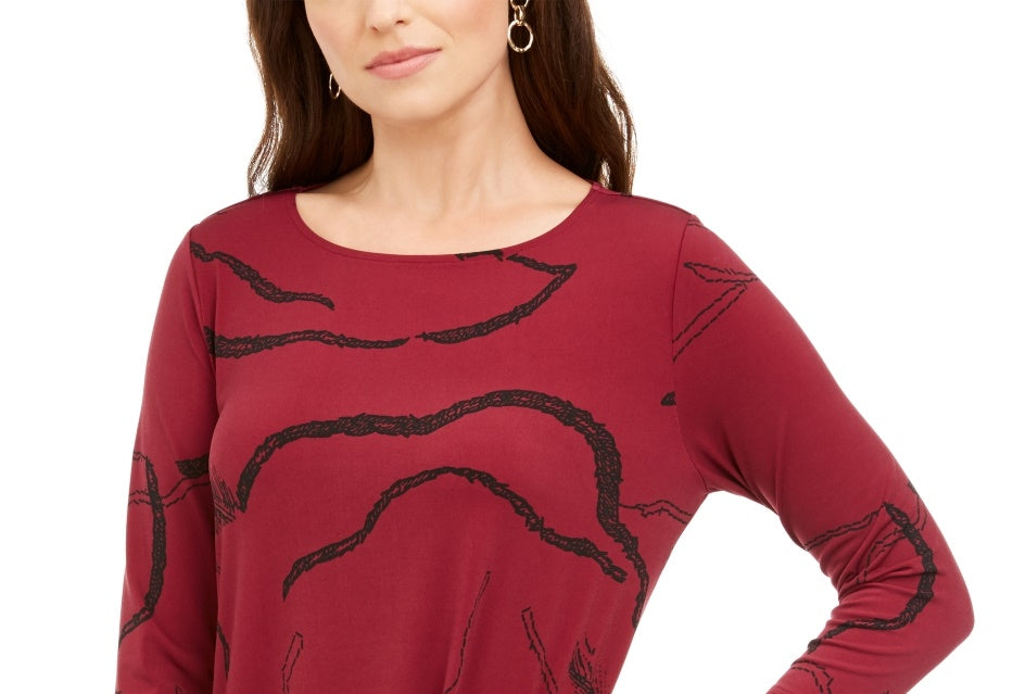 Túnica Alfani Feminina Estampada Alta Baixa Vermelha Tamanho X-Grande