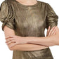 Blusa feminina com manga bufante metálica INC International Concepts, tamanho pequeno, dourada