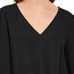 Blusa feminina com amarração frontal da INC International Concepts, preta, tamanho médio