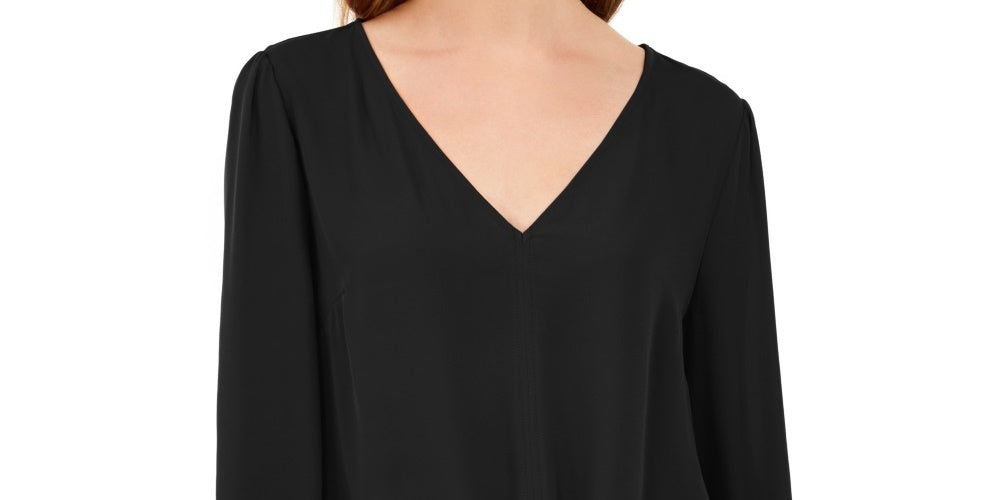 Blusa feminina com amarração frontal da INC International Concepts, preta, tamanho médio