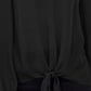 Blusa feminina com amarração frontal da INC International Concepts, preta, tamanho médio