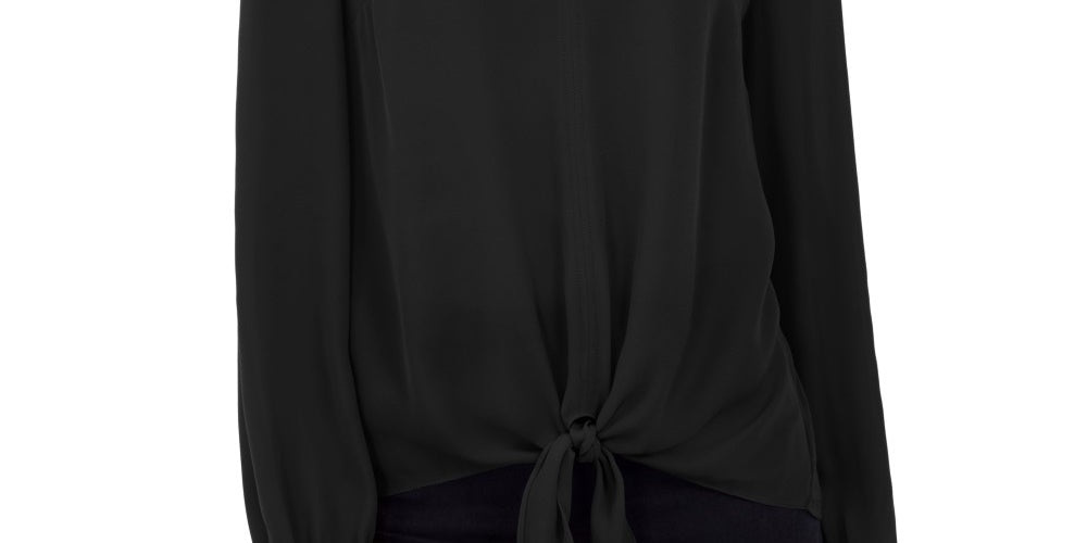 Blusa feminina com amarração frontal da INC International Concepts, preta, tamanho médio