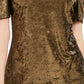 Blusa feminina de veludo com manga bufante INC International Concepts, tamanho pequeno, dourada