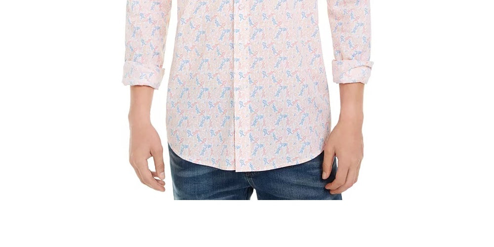 Camisa social masculina com gola estampada e ajuste clássico, tamanho XXX-G, branca