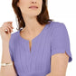 Karen Scott Blusa feminina de malha com decote aberto, turquesa/azul, tamanho P