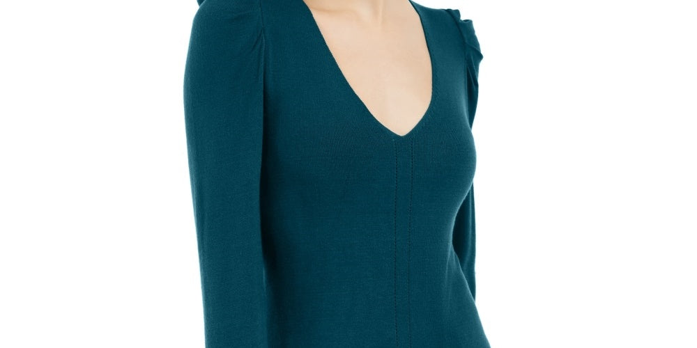 INC International Concepts Suéter túnica feminino com manga bufante verde tamanho extragrande