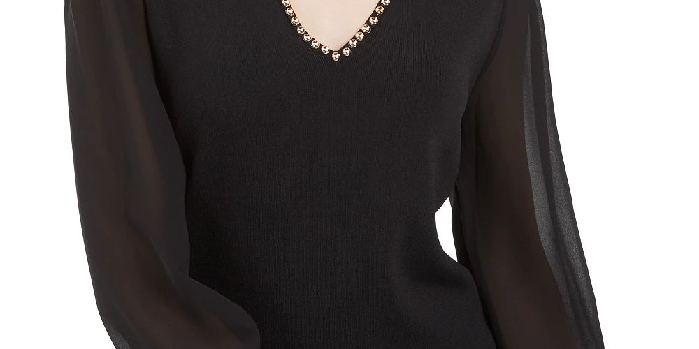 Suéter feminino com tachas e buraco de fechadura da INC International Concepts, preto, tamanho pequeno