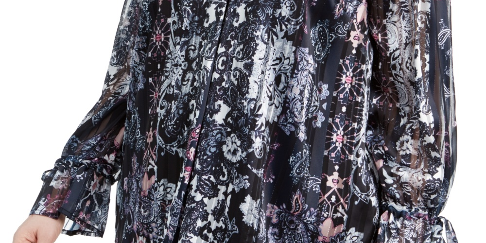 Blusa feminina estampada com ombros descobertos da INC International Concepts, azul-marinho, tamanho 0X