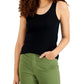 Regata feminina de algodão Style &amp; Co, preta, tamanho médio