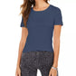 Camiseta feminina com decote redondo Style &amp; Co, azul, tamanho médio