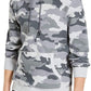 Suéter masculino Sun + Stone cinza camuflado, manga comprida, gola redonda, cordão, tamanho médio