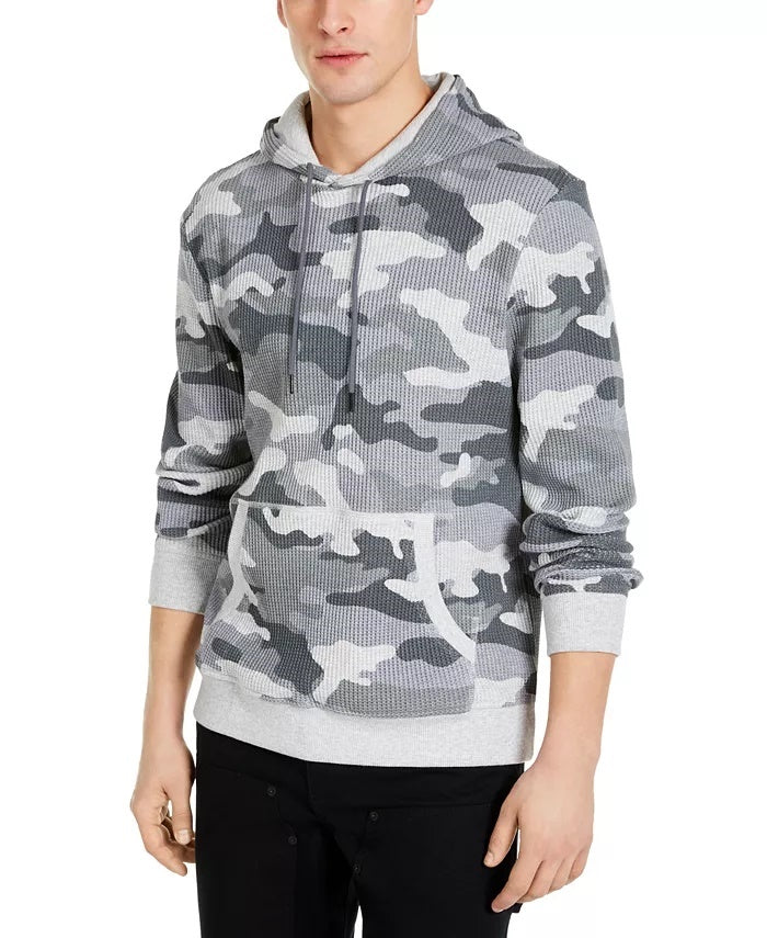 Suéter térmico camuflado masculino Sun + Stone, manga comprida, com cordão, cinza, tamanho XX-G