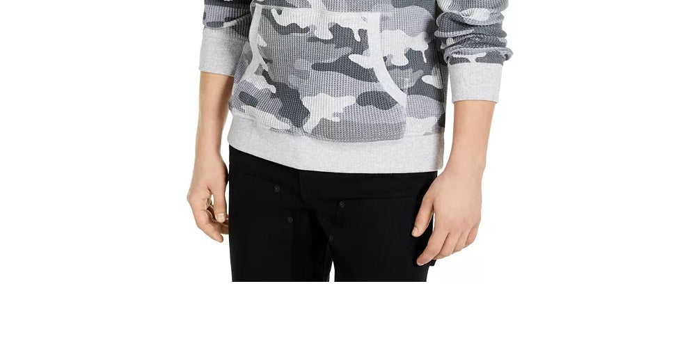 Suéter térmico camuflado masculino Sun + Stone, manga comprida, com cordão, cinza, tamanho XX-G