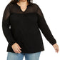 Top de crochê feminino Style &amp; Co, preto, tamanho 4X