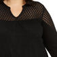 Top de crochê feminino Style &amp; Co, preto, tamanho 4X