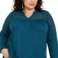 Top de crochê plus size feminino Style &amp; Co com acabamento verde tamanho 0X