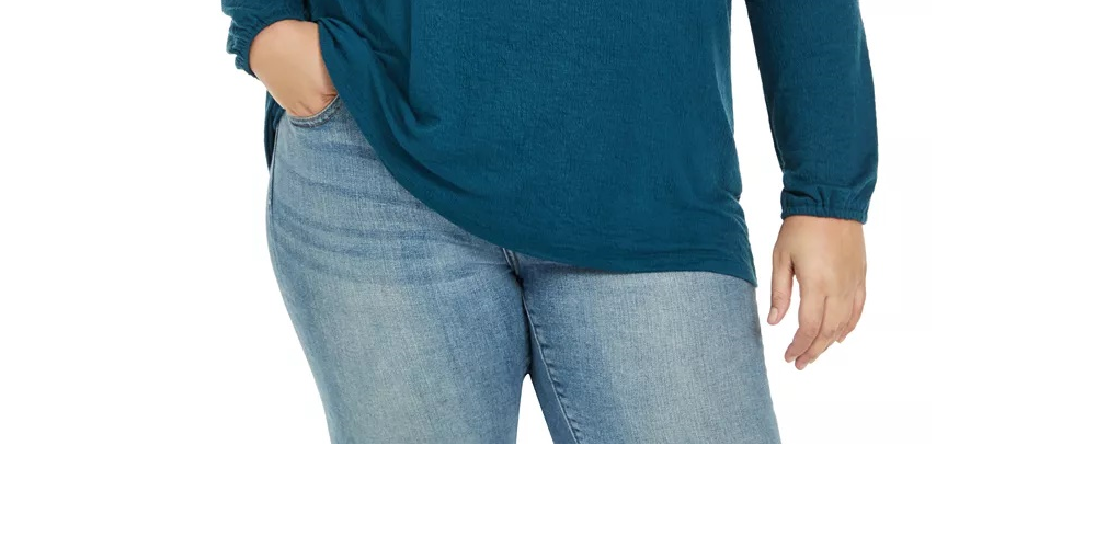Top de crochê plus size feminino Style &amp; Co com acabamento verde tamanho 0X