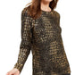 INC International Concepts Suéter Feminino Grande Pulôver Estampa Animal Metálico Dourado Tamanho Grande