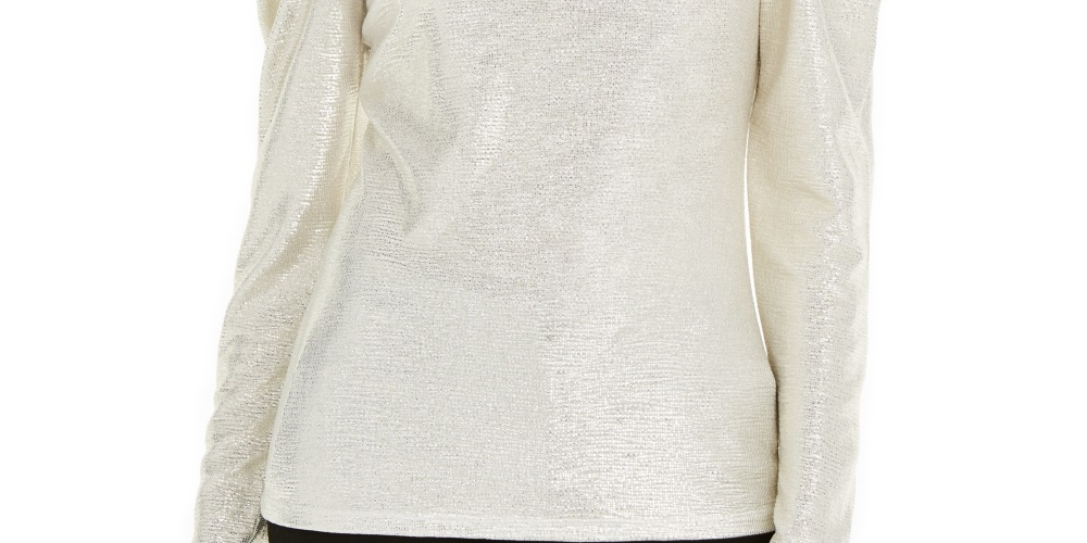 INC International Concepts Top Feminino com Manga Bufante e Brilho Dourado Tamanho X-Grande