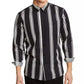 Camisa social masculina listrada com gola clássica e ajuste fino, preta, tamanho XX-G